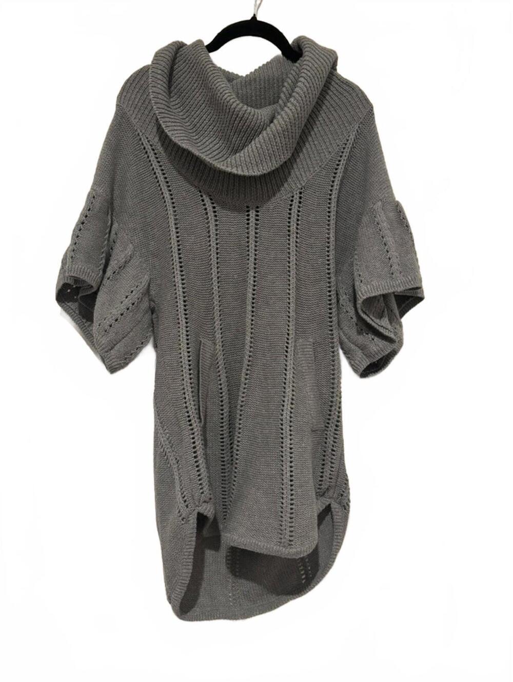 BCBG Maxazria women's grey cowl neck short sleeve knit sweater tunic sz M #1506